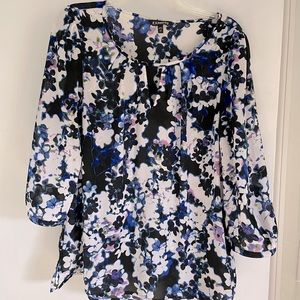 Express Long Sleeve Keyhole Blouse, Size Large